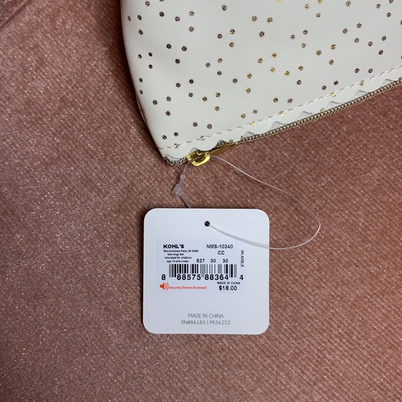 Lauren Conrad Cream and gold polka dot zippered pouch - Picture 5 of 5